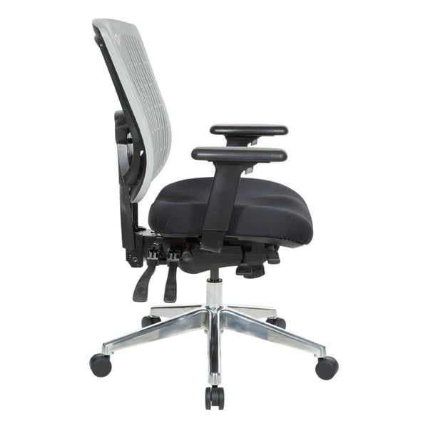 OSP Home Furnishings Contoured Ergonomic Manager Chair with Lumbar Support Foam Seat and Chrome Rolling Base 97898CGY-30