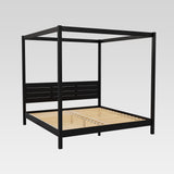 Minimalist Boho King Canopy Bed with Simple Headboard Black ISLB8BBL Walker Edison