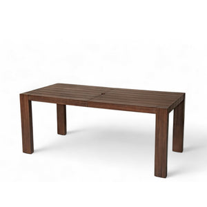 English Elm Trexm Outdoor Acacia Wood Dining Set Seats Six with Umbrella Hole and Cushioned Bench Beige,Mocha TM000028AAP