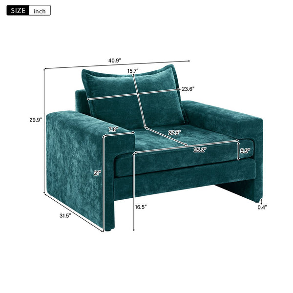 English Elm Christopher Knight Home® - Chenille Oversized Armchair with Thick Cushion and Wide Armrests, Ergonomic Back for Cozy Living Spaces Green N763P314419F
