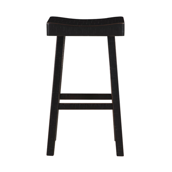 English Elm Transitional Counter Height Stools Set of 2 — 24" Rustic Accent Solid Rubberwood Seats for Islands Black 45.25 L x 20 W x 9.25 H B011P284436