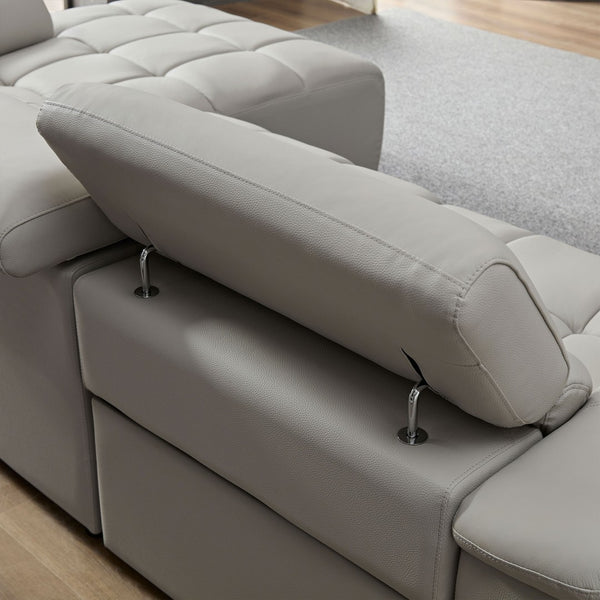 English Elm Wall-Hugger Reclining Sofa - Stylish L-Shaped Genuine Leather Couch With Usb For Modern Living Spaces W2582S00018-GIGA