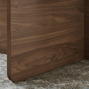 English Elm 31.5 Modern Square Glass Coffee Table with Tempered Top, Mid-Century Style Wooden Base, Durable 330lb Load Capacity Walnut W2972P277853