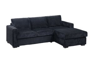 English Elm Modern Corduroy Upholstered L-shape Sectional Sofa with Plush Cushions for Living Room Black B011P430088