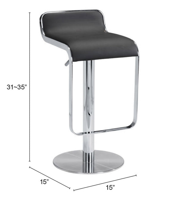 Zuo Modern Equino Barstool With Washable Polyurethane Seat And Adjustable Lift For Ultimate Comfort And Style Black 100% Polyurethane,Plywood,Steel 110878-zuo-modern