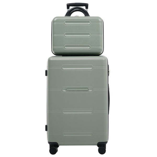 English Elm 6 Piece Hardshell Abs Travel Set with Spinner Wheels Combination Lock and Toiletry Bag Light Green N732P391465Y