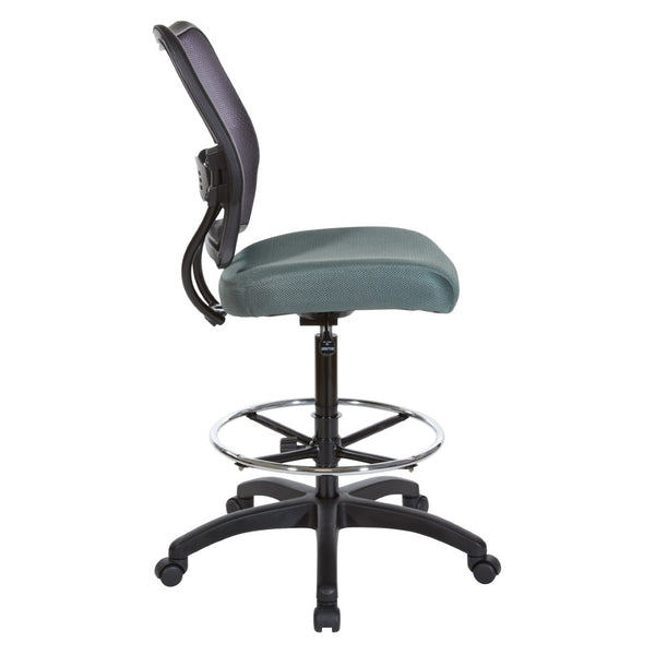 OSP Home Furnishings Deluxe Ergonomic Drafting Chair with Breathable Mesh Back and Pneumatic Height Adjustment Grey 13-37N20D-2M