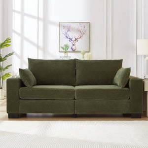 English Elm 78"corduroy Plush Three Seat Sofa with Usb Ports Cup Holders Deep Cushions Apartment Green W3705P455917