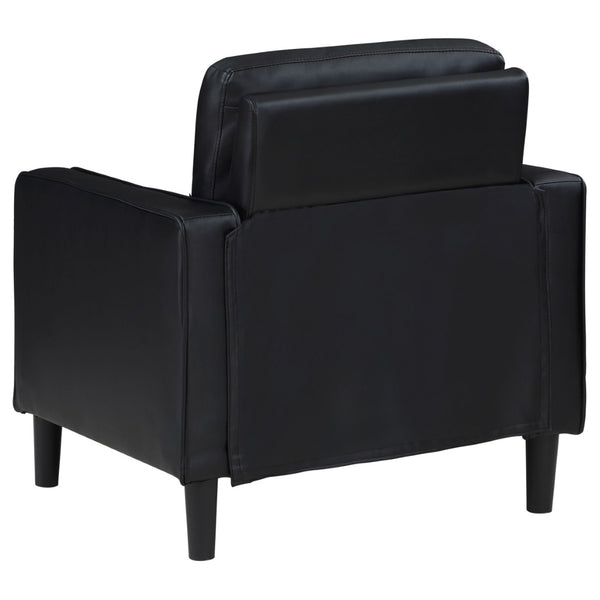 English Elm Weld Black Faux Leather Sofa Loveseat and Chair Set Mid-century Modern Living Room B062S01658
