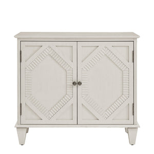 English Elm 33.6" Retro Wooden Sideboard with Fluted Diamond Panels, Mid-Century Console for Living Areas Antique White W1801P346237