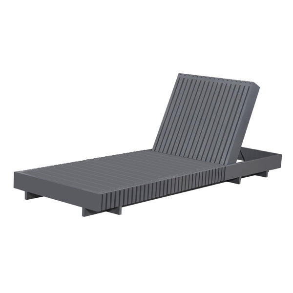 English Elm Modern Acacia Wood Outdoor Chaise Lounge Slatted Reclining Poolside Sun Chair Dark Grey N770P281696G_N770P208326G