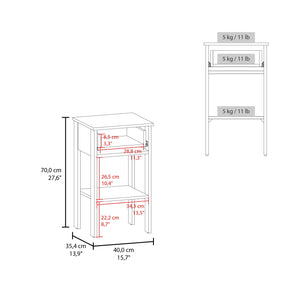 English Elm Newcastle White Nightstand with Drawer & Open Shelf — Compact Modern Bedside Table for Small Spaces B070P368064