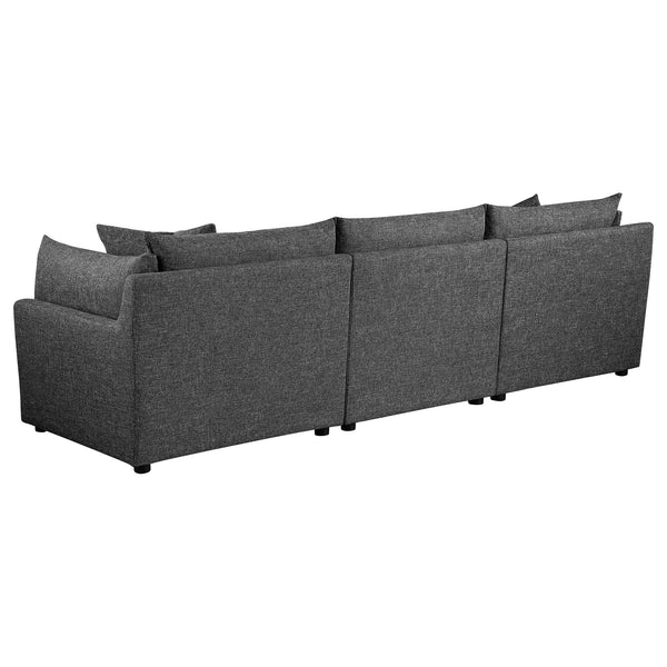 English Elm Tomasina Modern Barely Black 3-Piece Sofa with Plush Cushions, Padded Arms & Accent Pillows for Cozy Lounging and Stylish Modular Seating (115"W) B062S01276