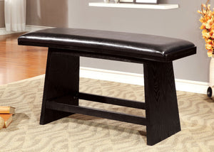 English Elm Modern Counter Height Bench 46.5"W x16.5"D x26"H Leatherette Padded Seat Black Finish Durable Stylish B011P367160