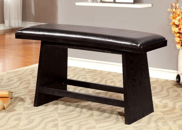 English Elm Modern Counter Height Bench 46.5"W x16.5"D x26"H Leatherette Padded Seat Black Finish Durable Stylish B011P367160