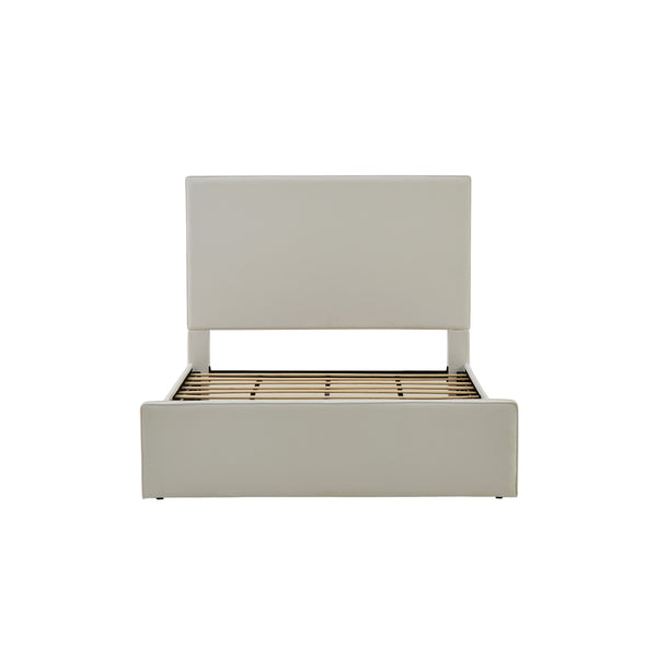 English Elm Lucas Tall Headboard Upholstered Bed - 52” Elegant Coconut Micro Suede – No Box Spring Needed & Easy Setup! B083P373030