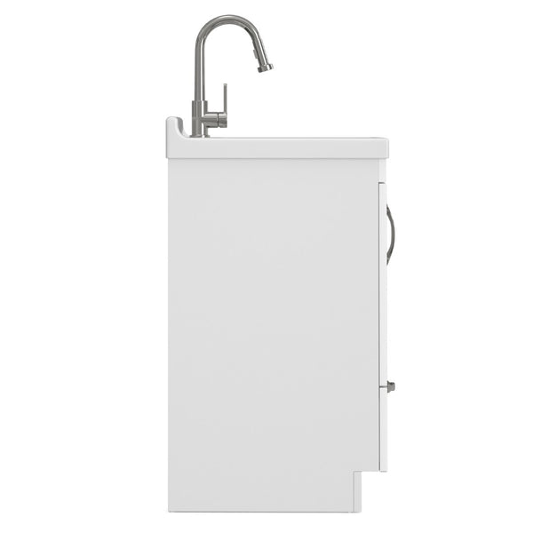 English Elm Hennessy Shaker Style Laundry Sink Cabinet with Deep Abs Basin and Nickel Hardware B136P427208