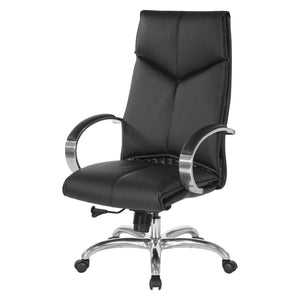 OSP Home Furnishings Deluxe Executive Top Grain Leather Office Chair with Lumbar Support and Chrome Arms High 8200