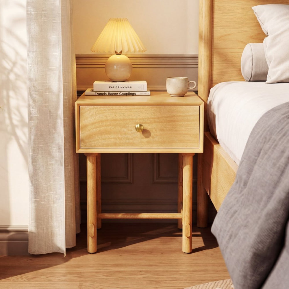 English Elm Charming Solid Wood Nightstand Brass Knob Drawer Scandinavian Minimalist Bedroom N758P386959N