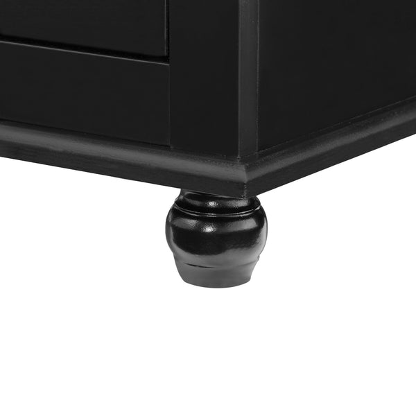 English Elm Tall Slim Storage Cabinet with Adjustable Shelves, 2 Drawers & Doors, Anti-Tip Design for Bathroom Black WF299284AAB