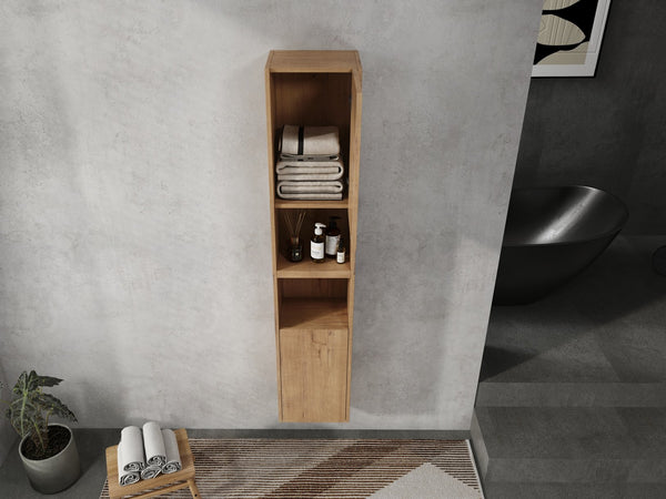 English Elm 24" Bathroom Side Cabinet - Wall-Mounted Design, Soft-Close Doors, Durable Plywood, Space-Saving Storage W999S00373