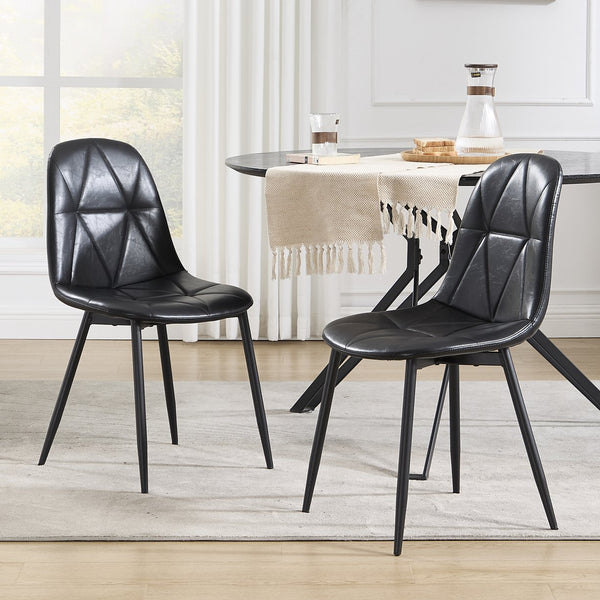 English Elm Dining Chairs Set Of 2 - Modern Upholstered Faux Leather With Metal Legs, Easy Clean & Stylish Design W3112P262799