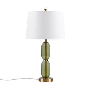 English Elm Faceted Glass Table Lamp with Gold Accents, Sculpted Faceted Base, 26.5"H Statement Lighting Green 17.25 L x 16 W x 16 H B035P264525
