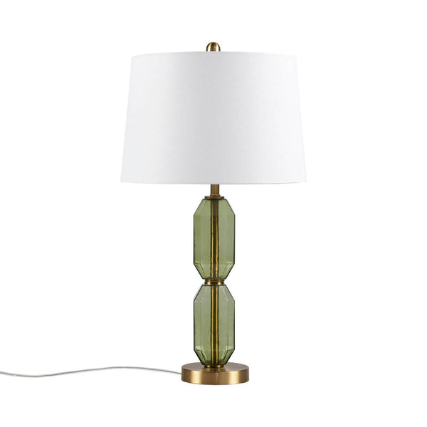 English Elm Faceted Glass Table Lamp with Gold Accents, Sculpted Faceted Base, 26.5"H Statement Lighting Green 17.25 L x 16 W x 16 H B035P264525