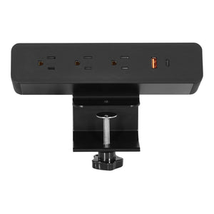 OSP Home Furnishings Clamp-mount Power Station with Ac Outlets and Usb Port for Desk or Workbench Clamp-Mount Black PM5311B