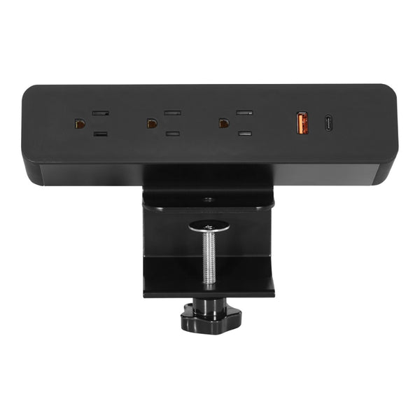 OSP Home Furnishings Clamp-mount Power Station with Ac Outlets and Usb Port for Desk or Workbench Clamp-Mount Black PM5311B