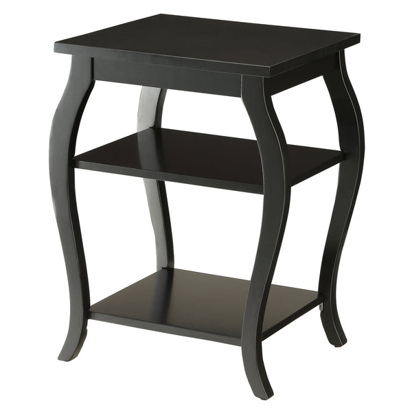 English Elm Black Solid Wood 2-Shelf End Table with Cabriole Legs, Rustic Black Finish, Sturdy Elegant Side Table (23.5"H x18.5"W) B062P181375