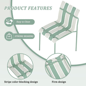 English Elm Holiday Stackable Pp Stripe Dining Chairs Set of Four Weatherproof Cafe Patio Seating W3450P447386