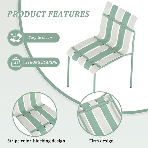 English Elm Holiday Stackable Pp Stripe Dining Chairs Set of Four Weatherproof Cafe Patio Seating W3450P447386