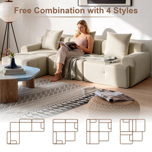 English Elm 104 Inch Modular Sectional Sofa Pineapple Weave Fabric Living Room Lounger Taupe W5385S00003