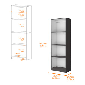 English Elm Sutton Tiered Bookcase with 4 Spacious Shelves, 71.1"H x 24.7"W x 11.7"D — Elegant White/Black/Gray Finish B128P176168