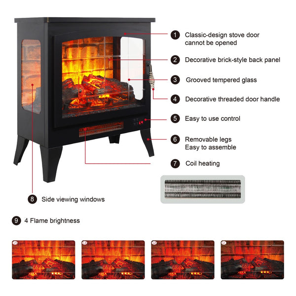 English Elm 21 Inch Three-sided Electric Fireplace Stove with 3d Flame and Remote Control W1769P346175