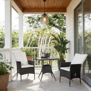 English Elm Stylish Pe Rattan 3 Piece Outdoor Bistro Set with Reclining Chairs and Faux Wood Table T3971P446123