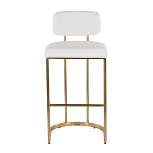 English Elm Fixed-height Barstools Powder Coated Steel Frame Brown Upholstered Seat Set of Two B202P471222