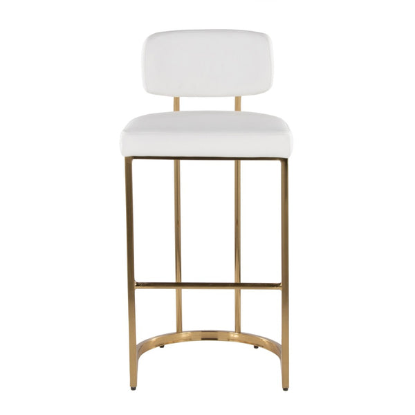 English Elm Fixed-height Barstools Powder Coated Steel Frame Brown Upholstered Seat Set of Two B202P471222