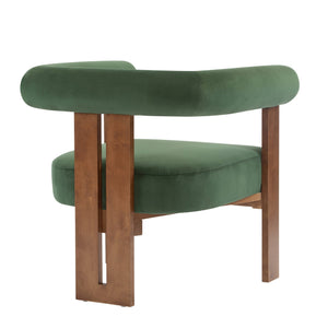 English Elm Christopher Knight Home® - Modern Upholstered Round Arm Accent Chair with Velvet Finish, Elegant Curved Back and Three Legs Design Green,Walnut 30.5 L x 29 W x 14.5 H N776P216194G