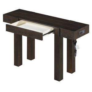 English Elm Trexm Ash Veneer Entryway Console Table Built in Power Outlet Drawer Rubberwood Espresso N715P361518P