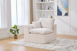 English Elm UNITED Cloud Couch Modular Sectional Sofa with Corduroy Cover, Ergonomic 2-Seater, No Assembly Needed Beige W1568P371117