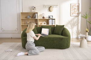English Elm Ly-049s Curved Chenille Loveseat with Boneless Frame for Modern Living Spaces Green W2231P402441
