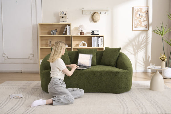 English Elm Ly-049s Curved Chenille Loveseat with Boneless Frame for Modern Living Spaces Green W2231P402441