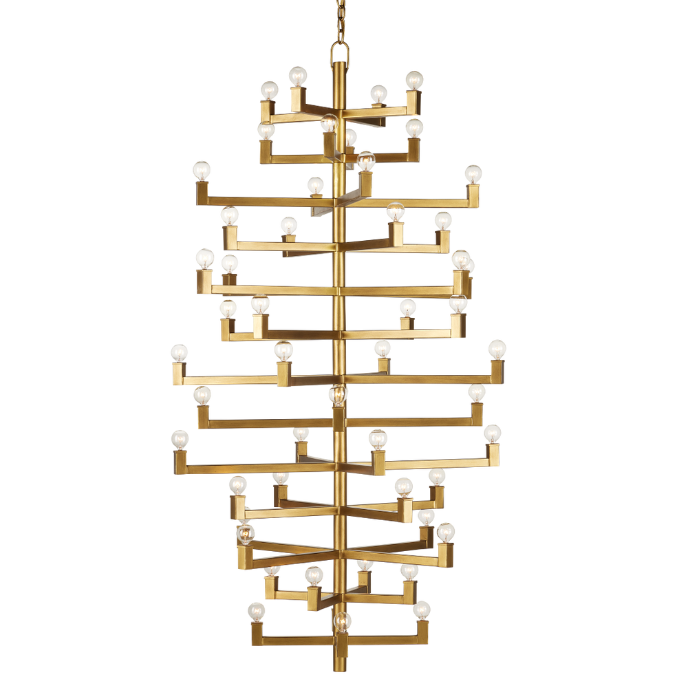 Andre Grande Brass Chandelier - Stunning 52-Light Modern Fixture for Tall Foyers & Great Rooms