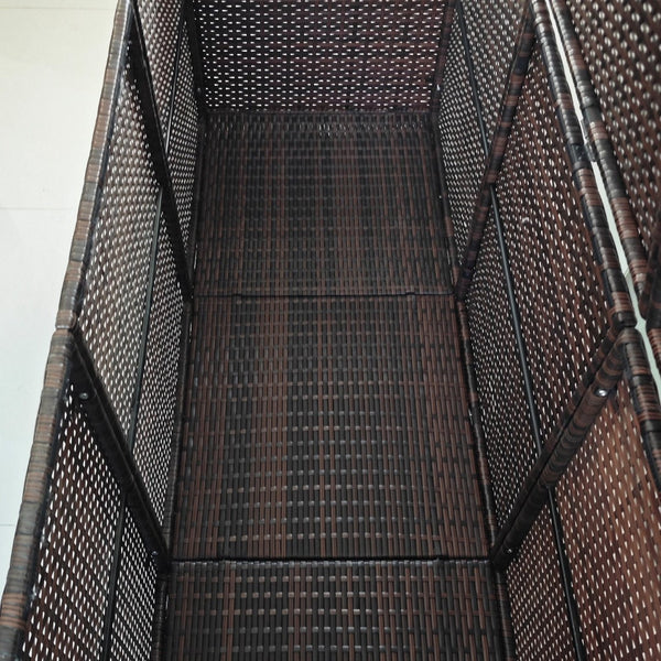 English Elm Outsunny 175 Gallon Weather-Resistant Rattan Deck Box With Pneumatic Lid For Outdoor Storage Solutions W2225P200688-GIGA