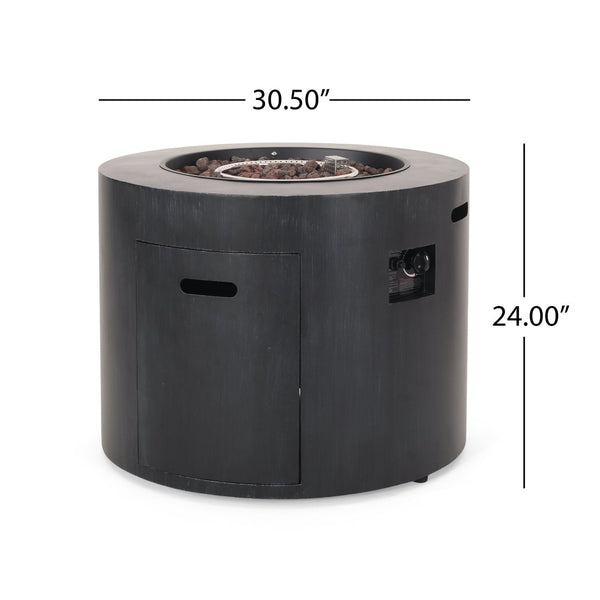 English Elm Circular Powder Coated Iron Propane Fire Pit 50000 Btu Outdoor Patio Gatherings N772P405046B