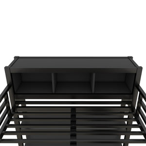 English Elm Full Size Car Shaped Kids Platform Bed with Storage Drawers Integrated Desk Pine Wood Black W1580S00592