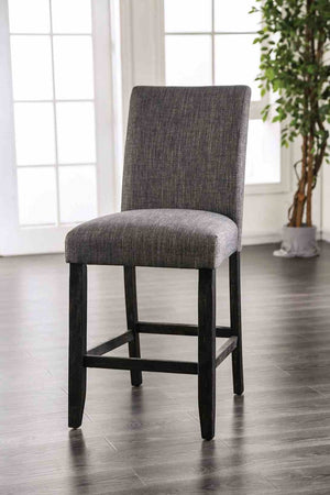 English Elm Gray Rustic 2pc Counter Height Chairs with Padded Fabric Seat & Back, Space-Saving Dining Comfort B2741P409554
