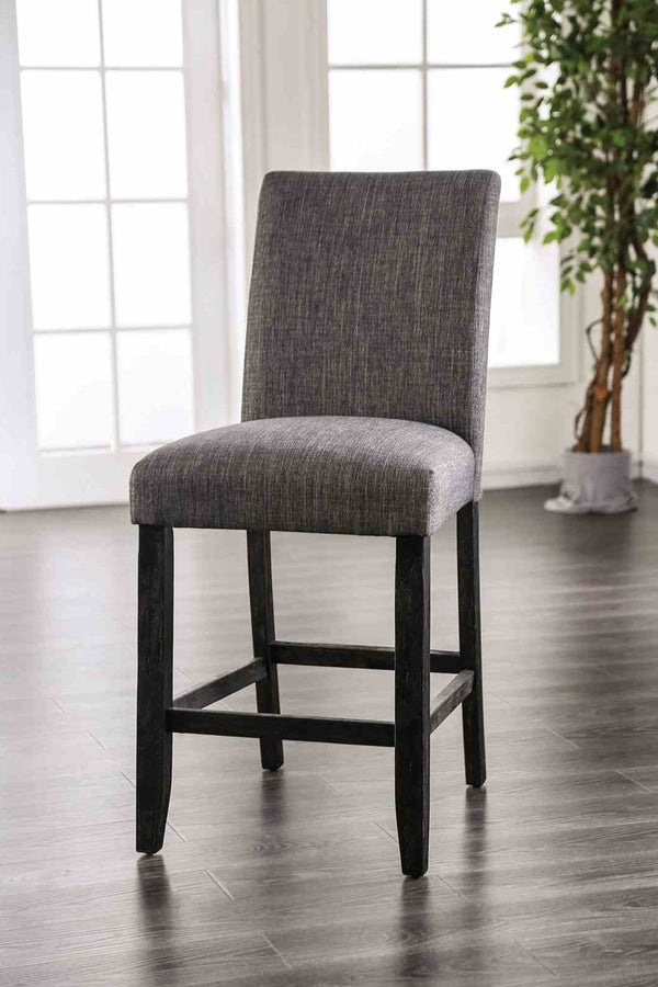 English Elm Gray Rustic 2pc Counter Height Chairs with Padded Fabric Seat & Back, Space-Saving Dining Comfort B2741P409554